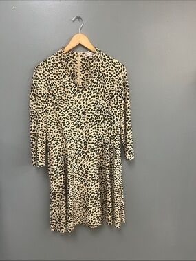 Jude Connally Leopard Print Long Sleeve Dress - Beige & Black
